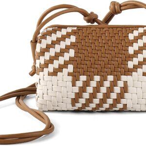 Crossbody Bag for Women Trendy Woven Purse Vegan Leather Small Shoulder Handbags